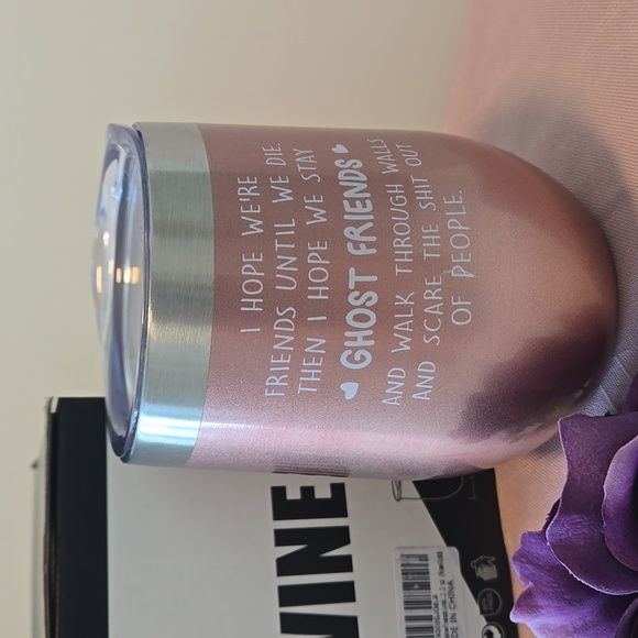 Halloween 12 oz Wine Tumbler Rose Gold w/ Lid & Bag NWOT - Picture 2 of 8